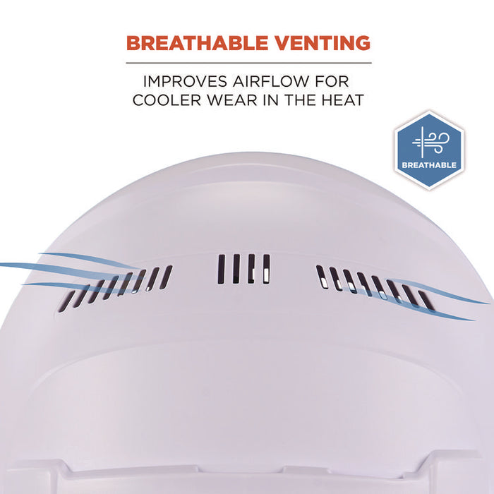 Skullerz 8966 Class C Lightweight Cap-Style Hard Hat with Adjustable Venting, 6-Point Ratchet, One Size Fits Most, White