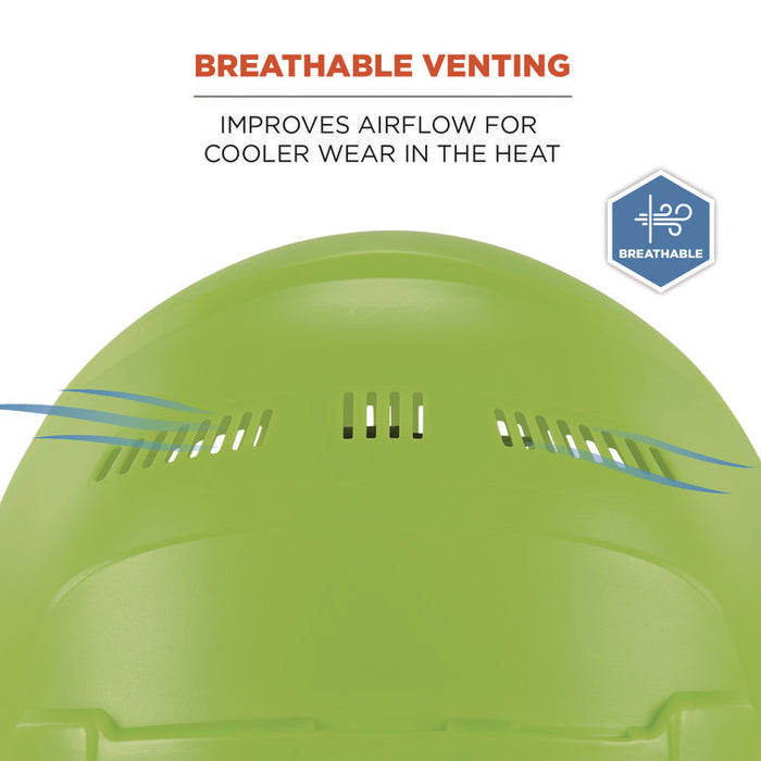 Skullerz 8966 Class C Lightweight Cap-Style Hard Hat with Adjustable Venting, 6-Point Ratchet, One Size Fits Most, Lime