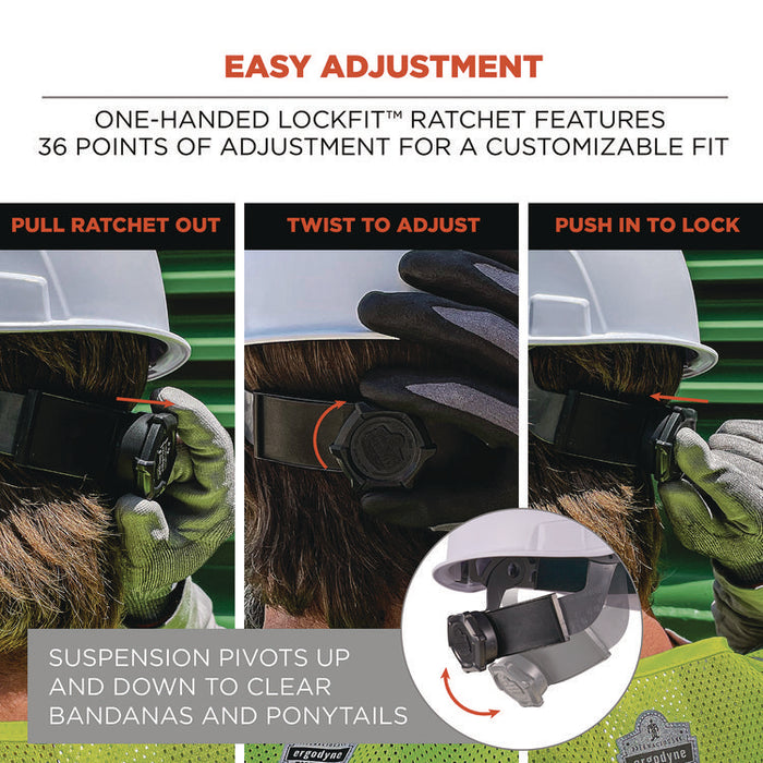 Skullerz 8967 Class E Lightweight Cap-Style Hard Hat, 6-Point Standard Ratchet, One Size Fits Most (6.5 to 8.25), White