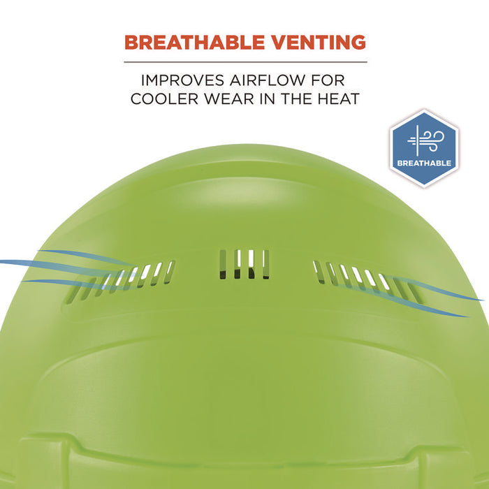 Skullerz 8968 Class C Lightweight Full Brim Hard Hat with Adjustable Venting, 6-Point Ratchet, One Size Fits Most, Lime