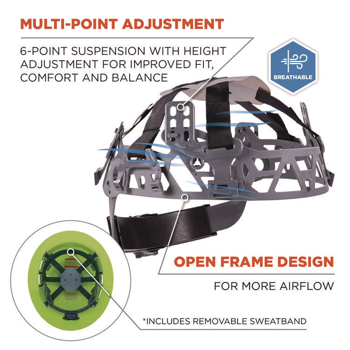 Skullerz 8968 Class C Lightweight Full Brim Hard Hat with Adjustable Venting, 6-Point Ratchet, One Size Fits Most, Lime