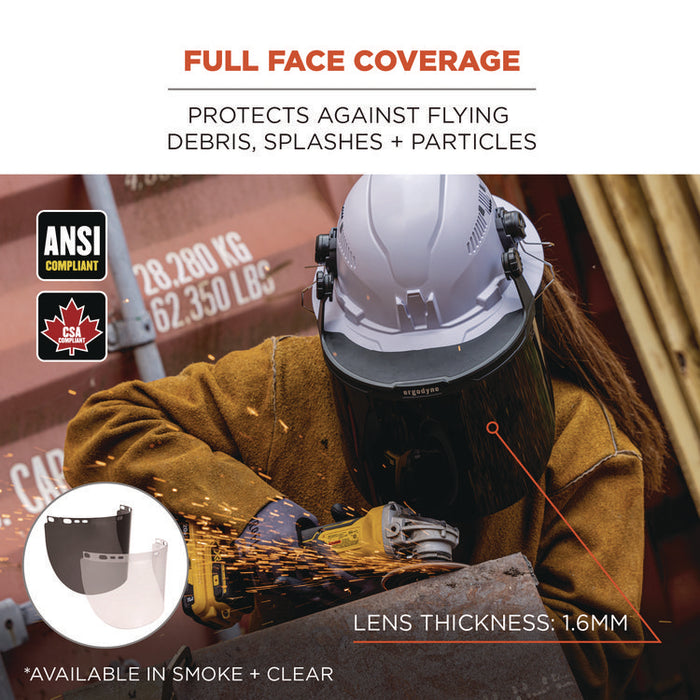 Skullerz 8998 Anti-Scratch/Anti-Fog Face Shield Replacement for Full Brim Hard Hat, Clear Lens
