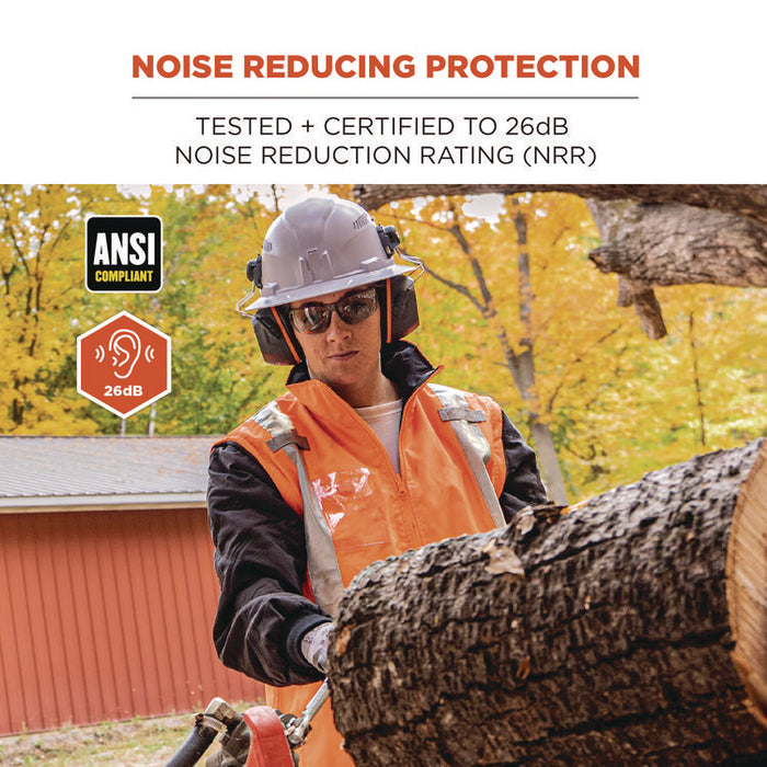 Skullerz 8880 NRR 26dB Hard Hat Mounted Earmuffs, Full Brim, 26 dB NRR, Black/Red