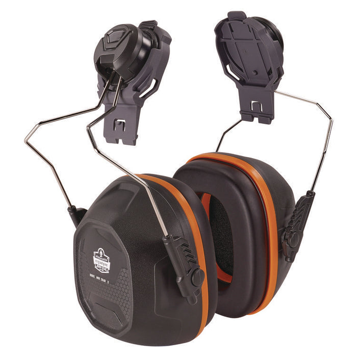 Skullerz 8880 NRR 26dB Hard Hat Mounted Earmuffs, Full Brim, 26 dB NRR, Black/Red