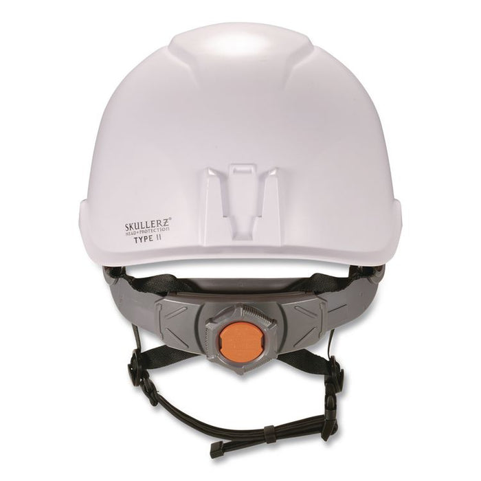 Skullerz 8976LED Class E Safety Helmet with LED Light, Brimless, 6-Point Ratchet, One Size Fits Most (6.5 to 8), White