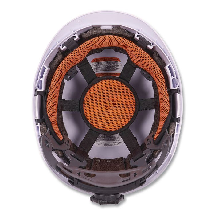 Skullerz 8976LED Class E Safety Helmet with LED Light, Brimless, 6-Point Ratchet, One Size Fits Most (6.5 to 8), White