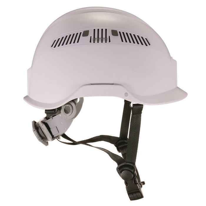 Skullerz 8977 Class C Safety Helmet with Adjustable Venting, Brimless, 6-Point Ratchet, One Size Fits Most (6.5 to 8), White