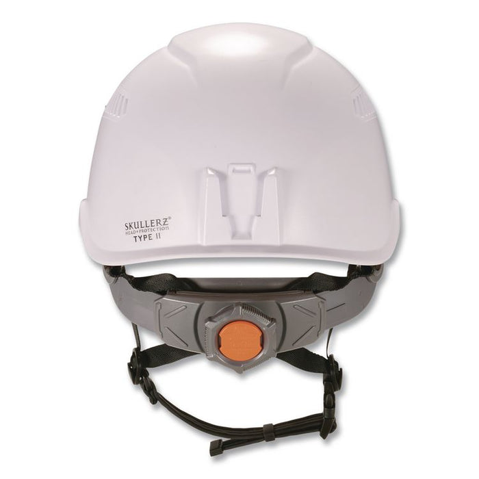 Skullerz 8977LED Class C Safety Helmet with LED Light and Adjustable Venting, 6-Point Ratchet, One Size Fits Most, White