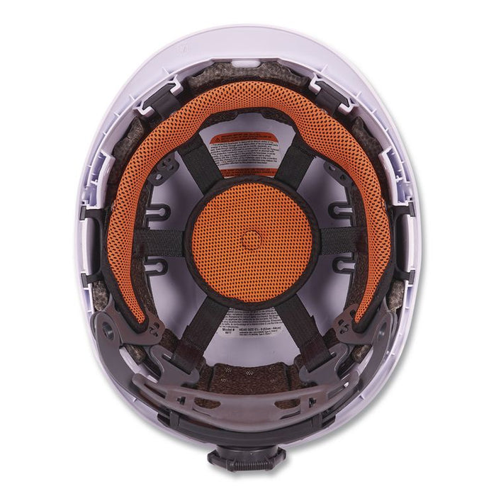 Skullerz 8977LED Class C Safety Helmet with LED Light and Adjustable Venting, 6-Point Ratchet, One Size Fits Most, White