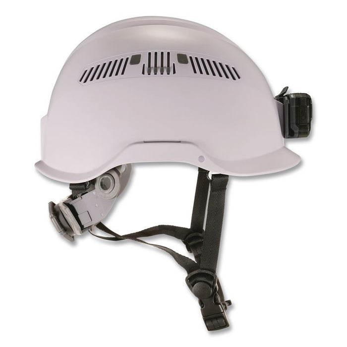 Skullerz 8977LED Class C Safety Helmet with LED Light and Adjustable Venting, 6-Point Ratchet, One Size Fits Most, White