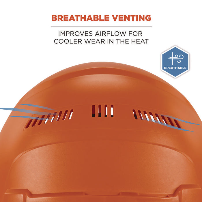 Skullerz 8966 Class C Lightweight Cap-Style Hard Hat with Adjustable Venting, 6-Point Ratchet, One Size Fits Most, Orange