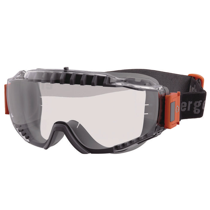 Skullerz MOD_COLI OTG Anti-Scratch and Enhanced Anti-Fog Safety Goggles with Elastic Strap, Clear Lens, Gray/Clear Frame