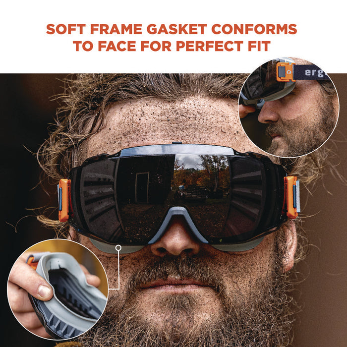 Skullerz MOD_COLI OTG Anti-Scratch and Enhanced Anti-Fog Safety Goggles with Elastic Strap, Smoke Lens, Gray/Clear Frame