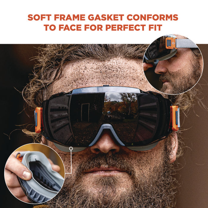 Skullerz MOD_COLI OTG Anti-Scratch and Enhanced Anti-Fog Safety Goggles with Neoprene Strap, Smoke Lens, Gray/Clear Frame
