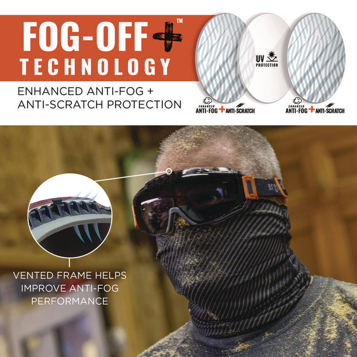 Skullerz MOD_COLI OTG Anti-Scratch and Enhanced Anti-Fog Safety Goggles with Neoprene Strap, Smoke Lens, Gray/Clear Frame