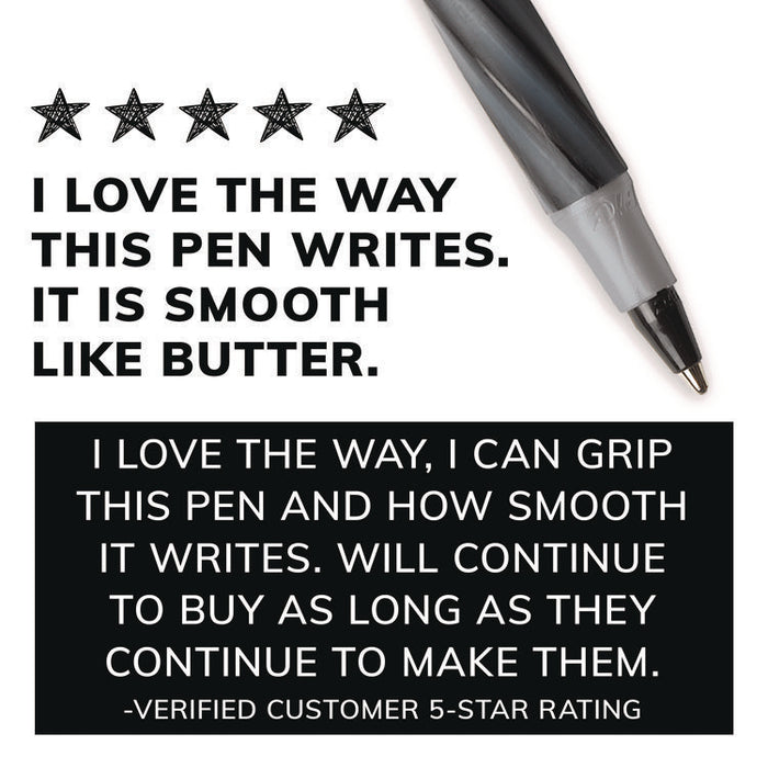 Round Stic Grip Xtra Comfort Ballpoint Pen, Stick, Fine 0.8 mm, Black Ink, Gray/Black Barrel, Dozen