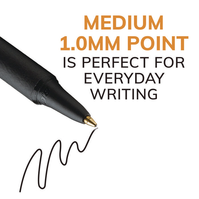 Soft Feel Ballpoint Pen Value Pack, Retractable, Medium 1 mm, Black Ink, Black Barrel, 36/Pack