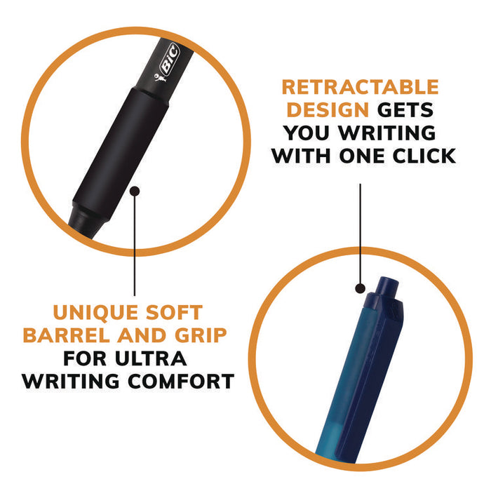Soft Feel Ballpoint Pen Value Pack, Retractable, Medium 1 mm, Black Ink, Black Barrel, 36/Pack