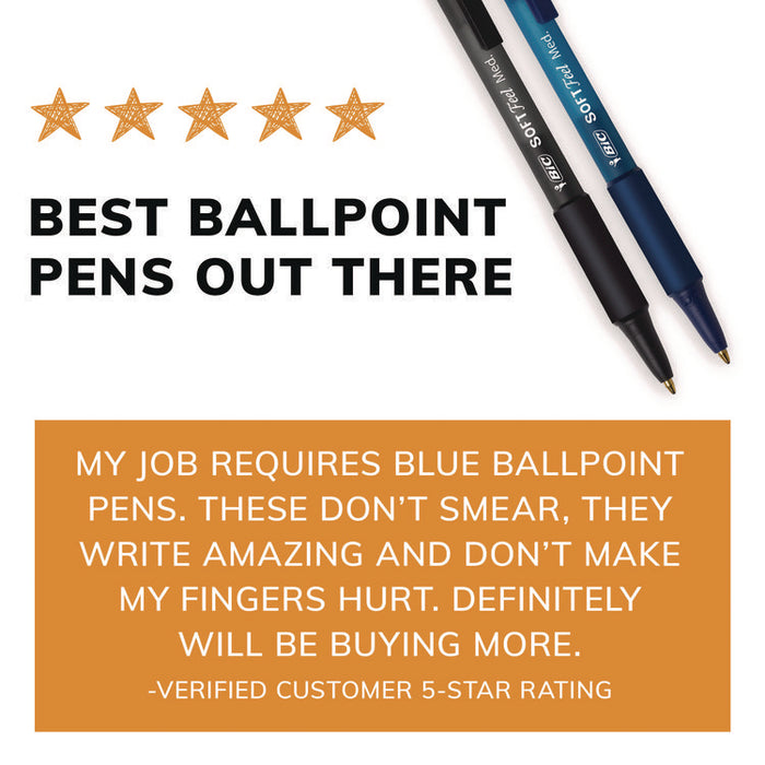 Soft Feel Ballpoint Pen Value Pack, Retractable, Medium 1 mm, Black Ink, Black Barrel, 36/Pack