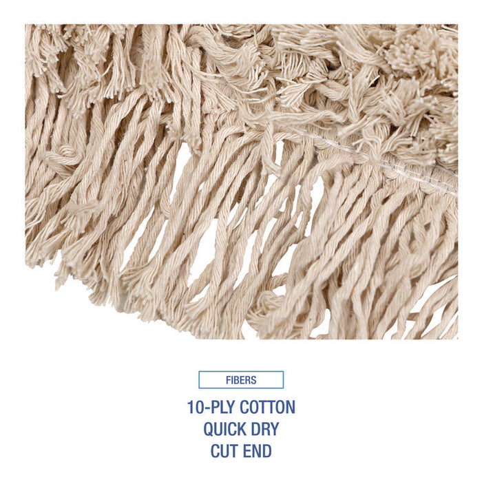 Industrial Dust Mop Head, Cotton, 48 x 3, White