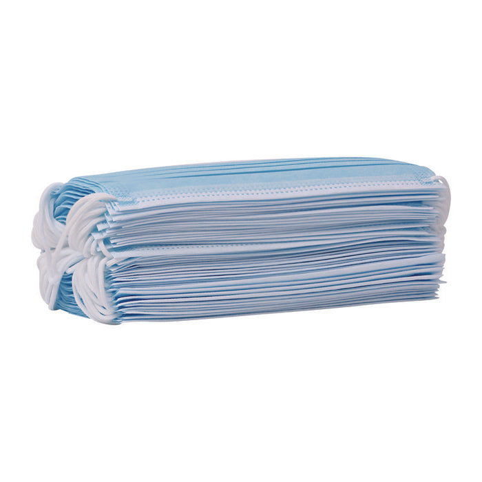 Three-Ply General Use Face Mask, Polypropylene, One Size Fits Most, Blue, 50/Box, 40 Boxes/Carton