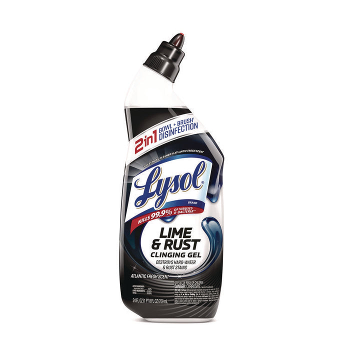 Disinfectant Toilet Bowl Cleaner w/Lime/Rust Remover, Atlantic Fresh Scent, 24 oz Angle-Neck Bottle, 9/Carton