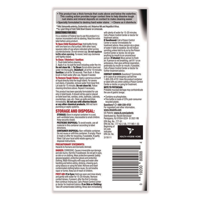 Disinfectant Toilet Bowl Cleaner w/Lime/Rust Remover, Atlantic Fresh Scent, 24 oz Angle-Neck Bottle, 9/Carton