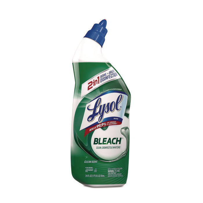 Disinfectant Toilet Bowl Cleaner with Bleach, Clean Scent, 24 oz Angle-Neck Bottle, 9/Carton