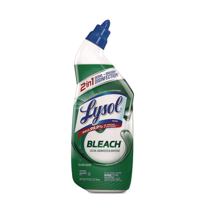 Disinfectant Toilet Bowl Cleaner with Bleach, Clean Scent, 24 oz Angle-Neck Bottle