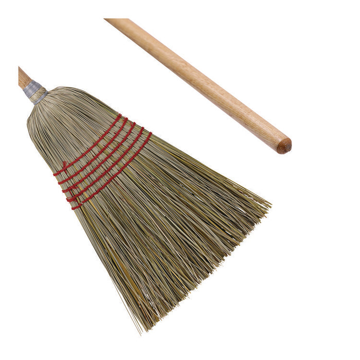 Corn/Fiber Brooms, Corn/Yucca Bristles, 53.5" Overall Length, Natural, 6/Carton