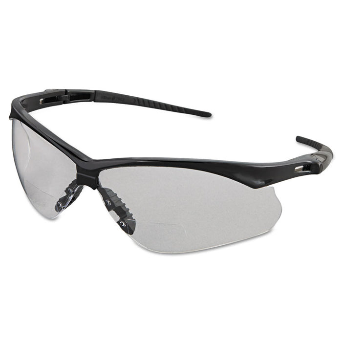 Nemesis Readers Safety Glasses, 2.5+ Diopter, Black Half Frame, Clear Dual Lens