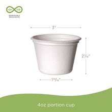 Load image into Gallery viewer, Vanguard Renewable and Compostable Sugarcane Portion Cups, 4 oz, White, 1,000/Carton
