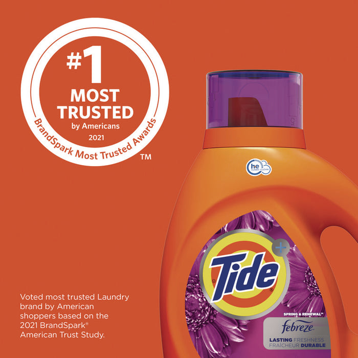 Plus Febreze HE Liquid Laundry Detergent, Spring and Renewal Scent, 84 oz Bottle