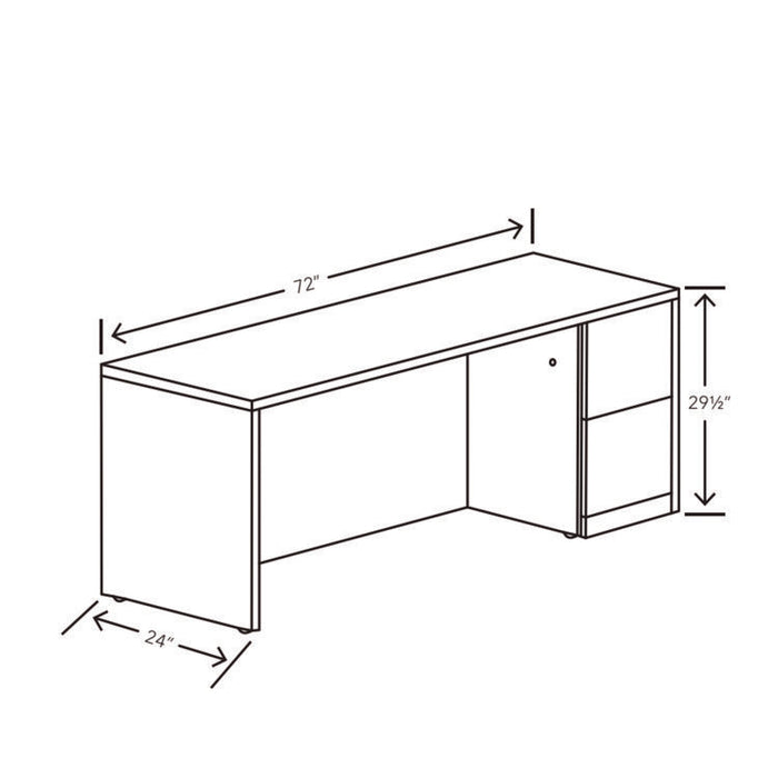 10500 Series Full-Height Right Pedestal Credenza, 72w x 24d x 29.5h, Mahogany
