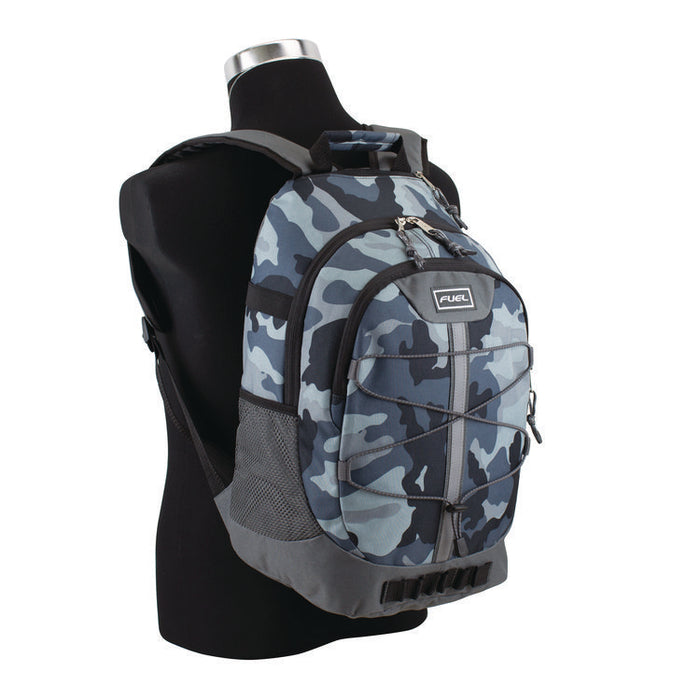 Terra Sport Bungee Backpack, 15.5", 12.5 x 7.75 x 18, Midnight Camo