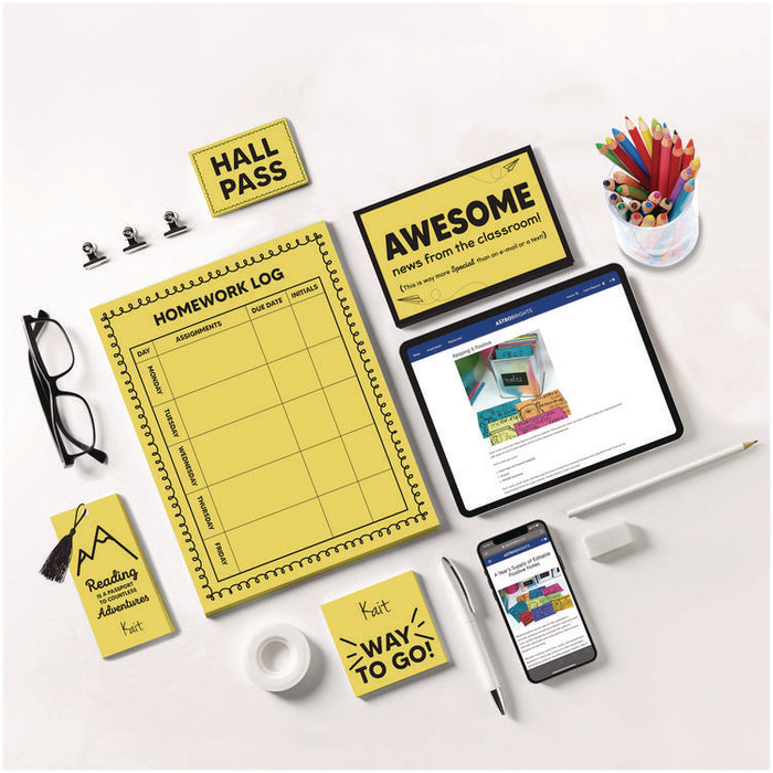 Color Cardstock -"Punchy Pastels" Assortment, 65 lb Cover Weight, 8.5 x 11, Lively Lemon, 100/Pack