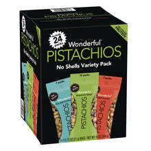 Load image into Gallery viewer, No Shells Roasted and Salted Pistachios Variety Pack, Assorted Flavors, 0.75 oz Bag, 24/Carton
