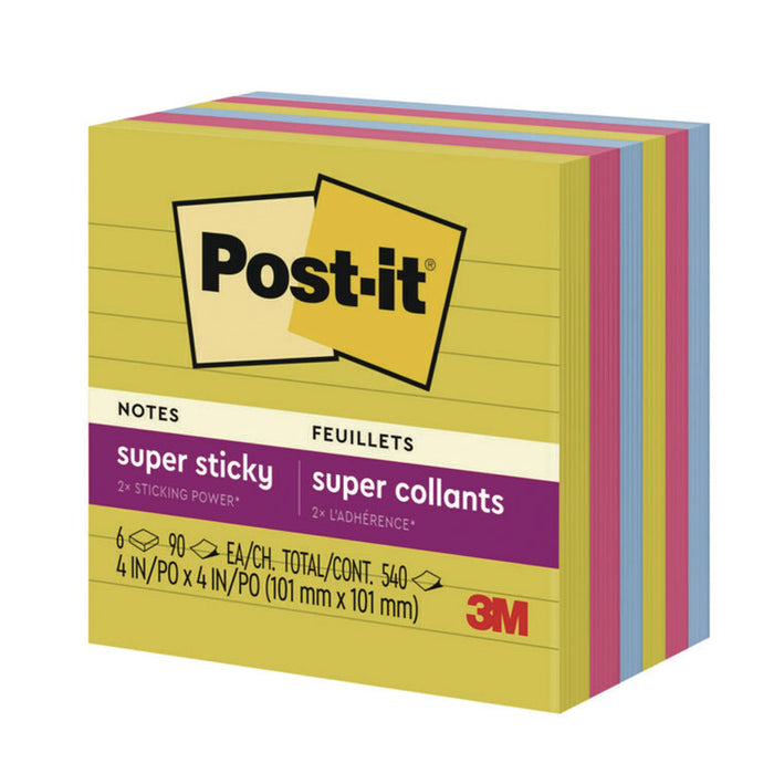 Note Pads in Summer Joy Color Collection Colors, 4" x 4", Note Ruled, 90 Sheets/Pad, 6 Pads/Pack