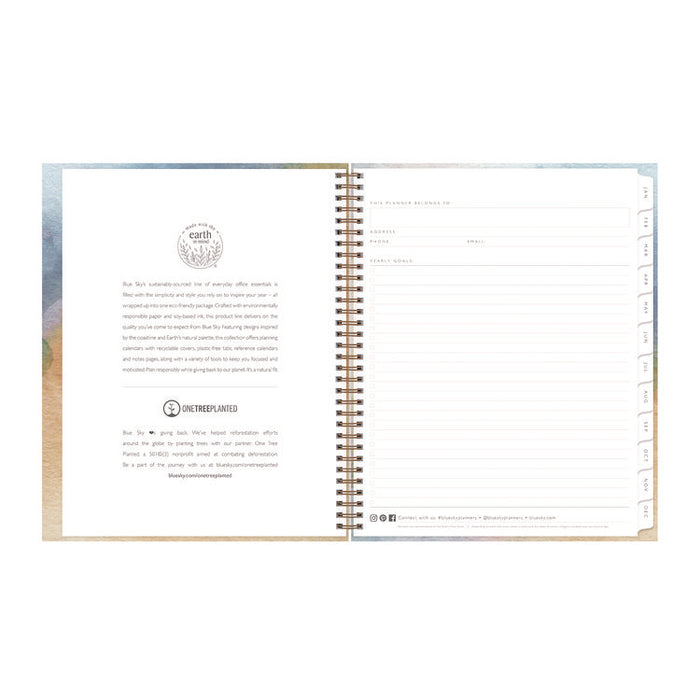One Tree Planted Andreo Weekly/Monthly Planner, Abstract Artwork, 11" x 8.5", Blue/Sand/Green Cover, 12-Month (Jan-Dec): 2026