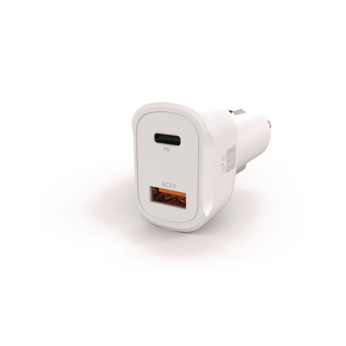 PD Car Charger, 60 W, Two 2 A Ports, White