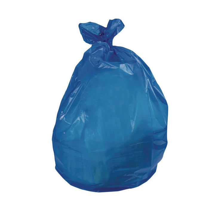 Linear Low-Density Can Liners for Recyclable Waste, 45 gal, 1.3 mil, 40" x 46", Blue, Flat Pack, 100/Carton