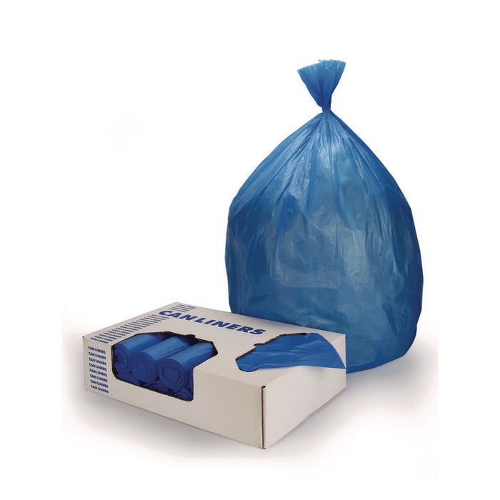 Linear Low-Density Can Liners for Recyclable Waste, 45 gal, 1.3 mil, 40" x 46", Blue, Flat Pack, 100/Carton