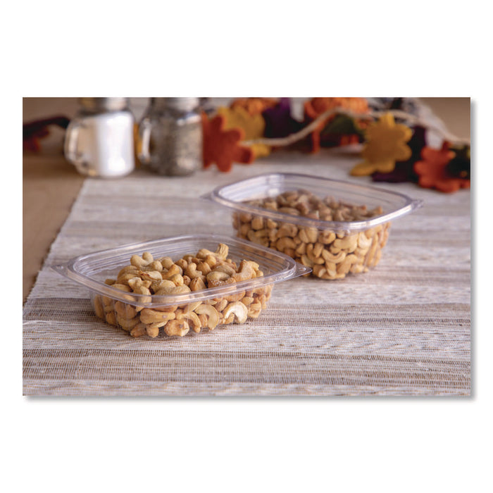 Renewable and Compostable Rectangular Deli Containers with Lid, 8 oz, 3 x 4.83 x 1.5, Clear, Plastic, 50/Pack, 4 Packs/Carton