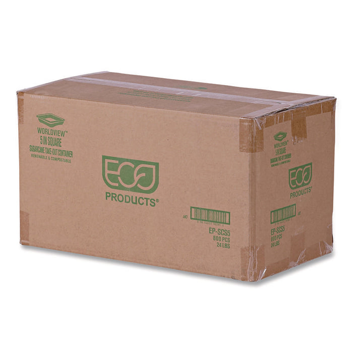 WorldView Renewable Molded Fiber Containers, 10 oz, 5.04 x 5.04 x 1.09, White, 800/Carton