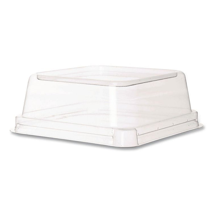 Renewable and Compostable Lids, Fits 5" Square Containers, Clear, Plastic, 50/Pack, 8 Packs/Carton