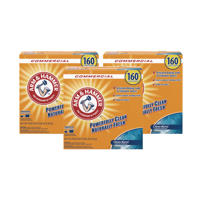 Powder Laundry Detergent, Clean Burst Scent, 9.86 lb Box, 3/Carton
