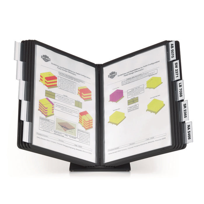 VARIO Document Holder, 10 Panels 15.5 x 6.5 x 10.75, Black Borders