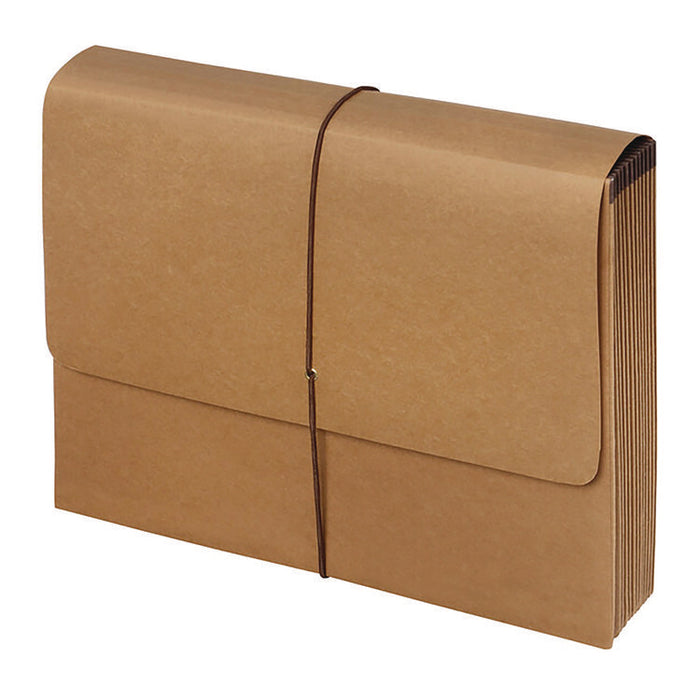 Kraft Indexed Expanding File, 12 Sections, Elastic Cord Closure, 1/12-Cut Tabs, Letter Size, Brown