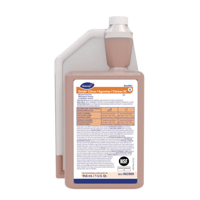Stride Citrus SC Neutral Cleaner, Citrus Scent, 32 oz Acuumix Bottle, 6/Carton