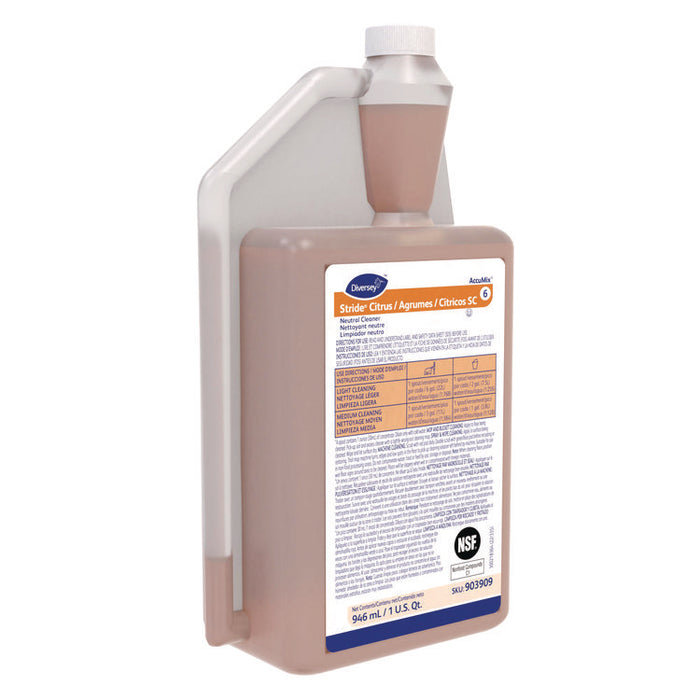 Stride Citrus SC Neutral Cleaner, Citrus Scent, 32 oz Acuumix Bottle, 6/Carton